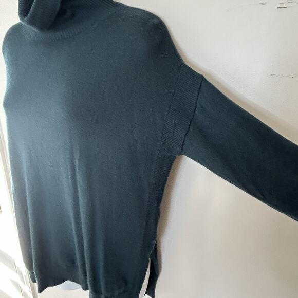 525 America Women's Wool Tunic Sweater Size S Green Turtleneck Longline - Picture 6 of 6